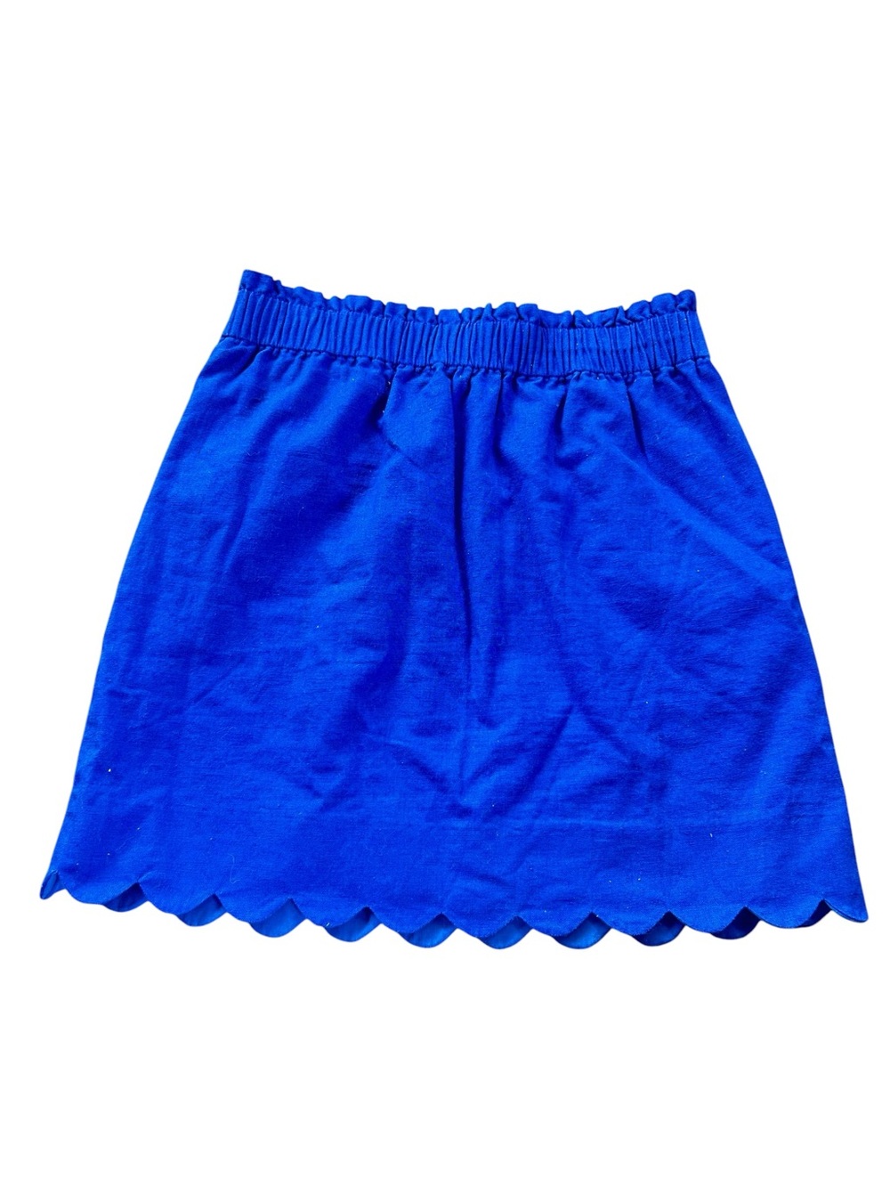 J. Crew Women’s 4 Scalloped Linen-Cotton Skirt Royal Blue